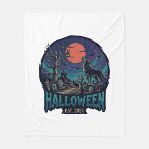 Halloween Est Heulender Wolf Roter Mond Zombie Han Fleecedecke