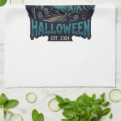Halloween Est Heulender Wolf Roter Mond Zombie Han Geschirrtuch (Gefaltet)