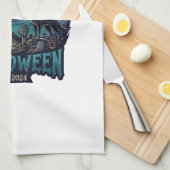 Halloween Est Heulender Wolf Roter Mond Zombie Han Geschirrtuch (Viertel Falte)