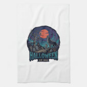 Halloween Est Heulender Wolf Roter Mond Zombie Han Geschirrtuch (Vertikal)