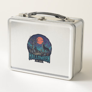 Halloween Est Heulender Wolf Roter Mond Zombie Han Metall Brotdose