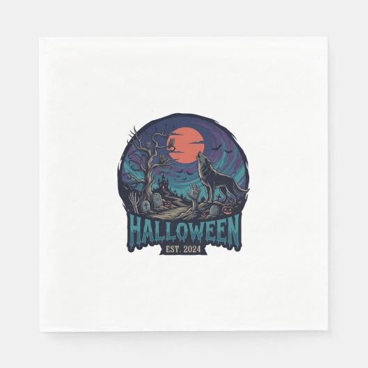 Halloween Est Heulender Wolf Roter Mond Zombie Han Serviette (Vorderseite)