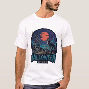Halloween Est Heulender Wolf Roter Mond Zombie Han T-Shirt