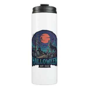 Halloween Est Heulender Wolf Roter Mond Zombie Han Thermosbecher