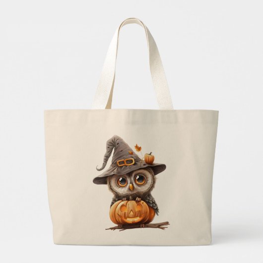 Halloween-Eule auf Kürbis Jumbo Stoffbeutel (Rückseite)