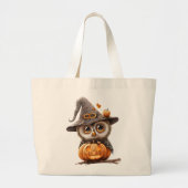Halloween-Eule auf Kürbis Jumbo Stoffbeutel (Vorne)