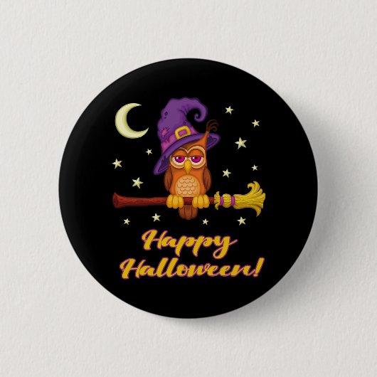 Halloween-Eule  Button (Vorderseite)