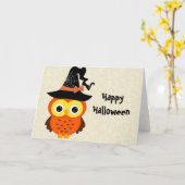 Halloween-Eule mit Hexe-Hut Karte (Gelbe Blume)
