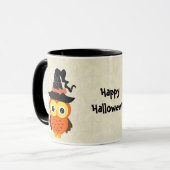 Halloween-Eule mit Hexe-Hut Tasse (Vorderseite Links)