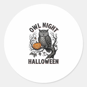 Halloween-Eule-Shirt Vintage Gruseliges Vogel-Part Runder Aufkleber