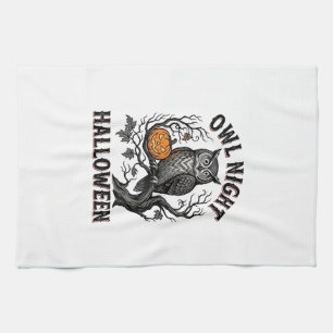 Halloween-Eule-Shirt Vintage Gruseliges Vogelparty Geschirrtuch