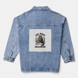 Halloween-Eule-Shirt Vintage-gruseliges Vogelparty Jeansjacke
