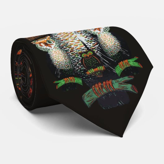 Halloween-Eulen Krawatte (Gerollt)