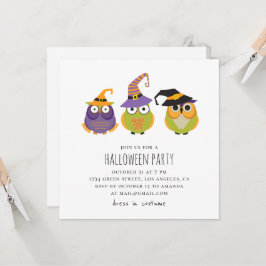 Halloween-Eulen. Liebliche Kinder kostümen Party.  Einladung