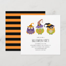 Halloween-Eulen. Liebliche Kinder kostümen Party.  Einladung