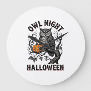 Halloween-Eulen-Shirt Vintage Gruseliger Vogel Par Große Wanduhr