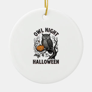 Halloween-Eulen-Shirt Vintage Gruseliger Vogel Par Keramik Ornament