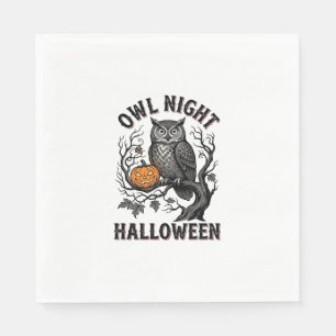 Halloween-Eulen-Shirt Vintage Gruseliger Vogel Par Serviette