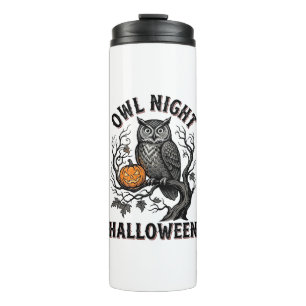 Halloween-Eulen-Shirt Vintage Gruseliger Vogel Par Thermosbecher