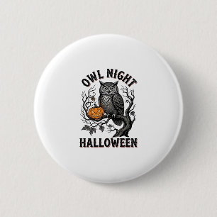 Halloween-Eulen-Shirt Vintage Gruseliges Vogel-Par Button