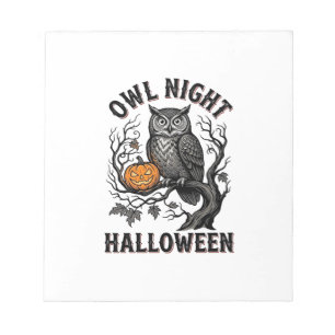 Halloween-Eulen-Shirt Vintage Gruseliges Vogel-Par Notizblock