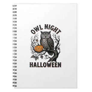 Halloween-Eulen-Shirt Vintage Gruseliges Vogel-Par Notizblock