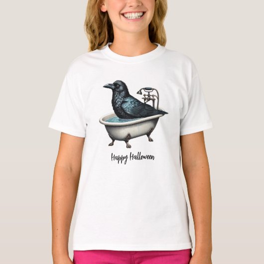 Halloween Evil Black Crow Badewanne Dusche schön T-Shirt (Vorderseite)