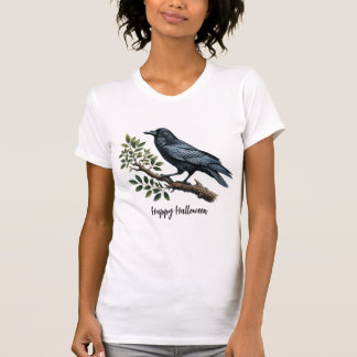 Halloween Evil Black Crow Green Blätter Frauen T-Shirt