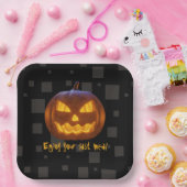 Halloween Evil Pumpkin Letzte Mahlzeit Orange Schw Pappteller (Party)