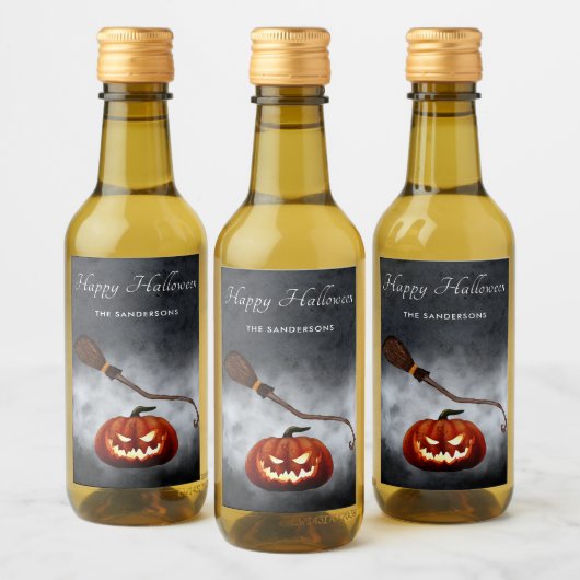 Halloween Evil Pumpkin Personalisiert Weinetikett (Flaschen)