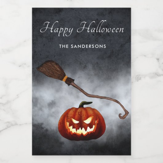 Halloween Evil Pumpkin Personalisiert Weinetikett (Einzelnes Label)