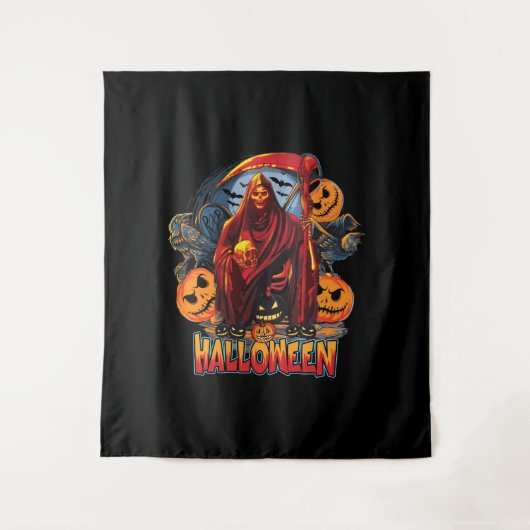 Halloween Evil skeleton, Pumpkin Wandteppich (Vorderseite)