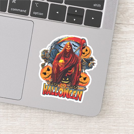 Halloween Evil Skelett, Pumpkin Aufkleber (Detail)