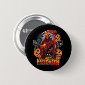 Halloween Evil Skelett, Pumpkin Button (Vorne & Hinten)