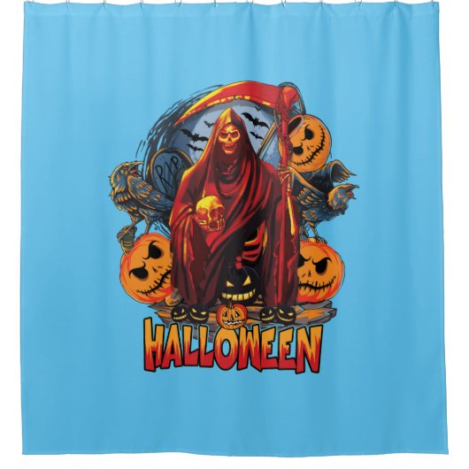 Halloween Evil Skelett, Pumpkin Duschvorhang (Vorderseite)