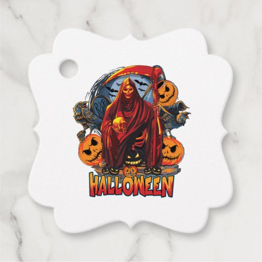 Halloween Evil Skelett, Pumpkin Geschenkanhänger (Vorderseite)