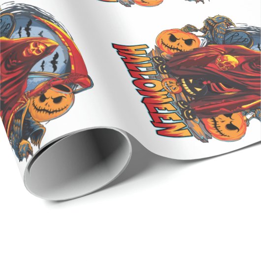 Halloween Evil Skelett, Pumpkin Geschenkpapier (Rolleneckpunkt)