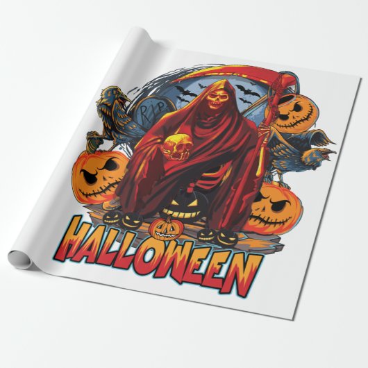 Halloween Evil Skelett, Pumpkin Geschenkpapier (Ungerollt)