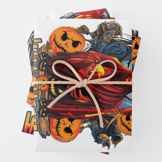 Halloween Evil Skelett, Pumpkin Geschenkpapier Set (Beispiel)