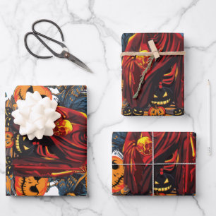Halloween Evil Skelett, Pumpkin Geschenkpapier Set