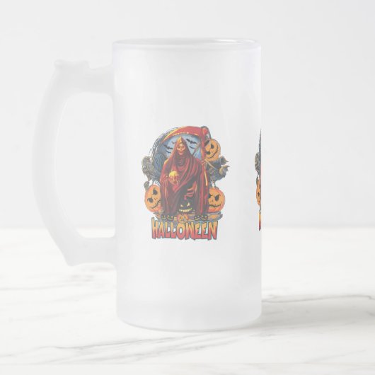 Halloween Evil Skelett, Pumpkin Mattglas Bierglas (Links)