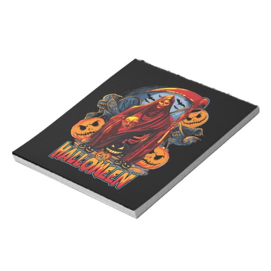 Halloween Evil Skelett, Pumpkin Notizblock (Rotiert)