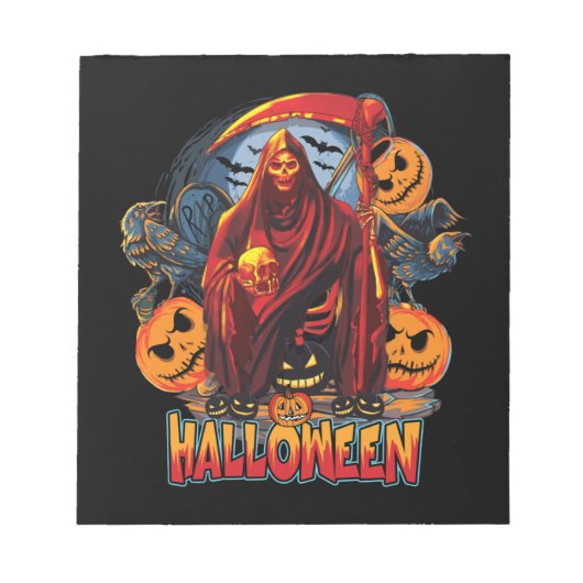 Halloween Evil Skelett, Pumpkin Notizblock (Vorderseite)