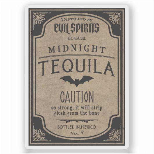 Halloween Evil Spirits Mitternacht Tequila Potion Aufkleber (Vorderseite)