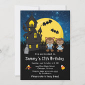 Halloween Extravagant Dress Birthday Werewolf Blue Einladung (Vorderseite)