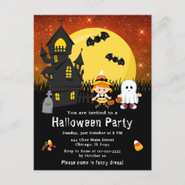 Halloween Extravagant Dress Party Hexenghost Orang Postkarte