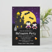 Halloween Extravagant Dress Party Vampires Lila Einladung (Stehend Vorderseite)