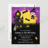 Halloween Extravagantes Kleid Birthday Hexe Lila Postkarte (Vorne/Hinten)