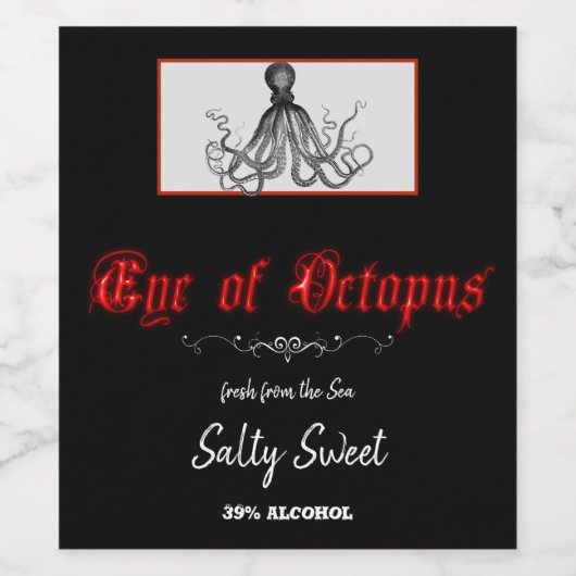 Halloween Eye of Octopus Fun Weinetikett (Einzelnes Label)
