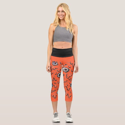 Halloween Eyeball Spooky Drip  Capri Leggings (Vorderseite)